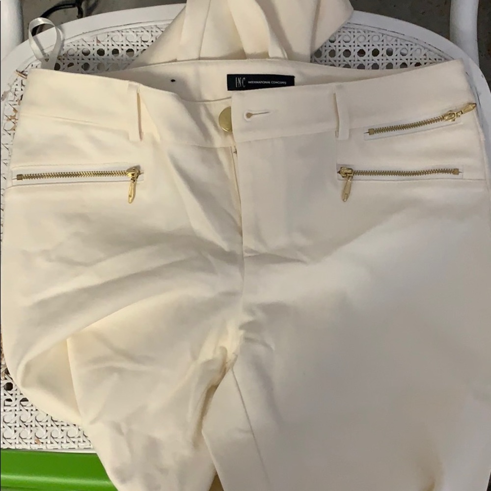 INC white work jeans